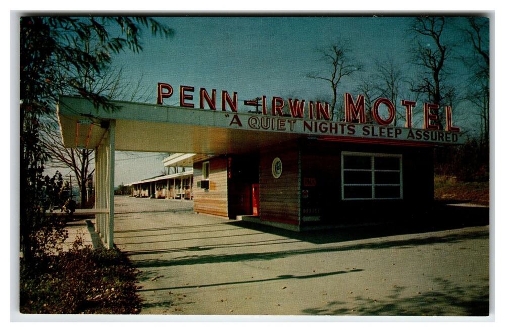 Penn-Irwin Motel Irwin Pennsylvania US Route 30 Vintage Chrome Postcard